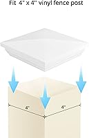 Vista 3 de QWORK Vinyl Fence Post Cap, 4 Pack 4" x 4" PVC Square Fence Post Top Cover, New England Pyramid Style, for Mailbox, Lamp Post, Deck, Dock, Piling