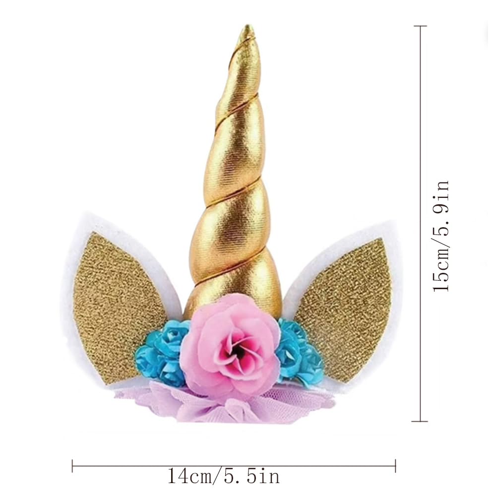 Golden Unicorn Cake Topper Set, 10 cm - Image 2