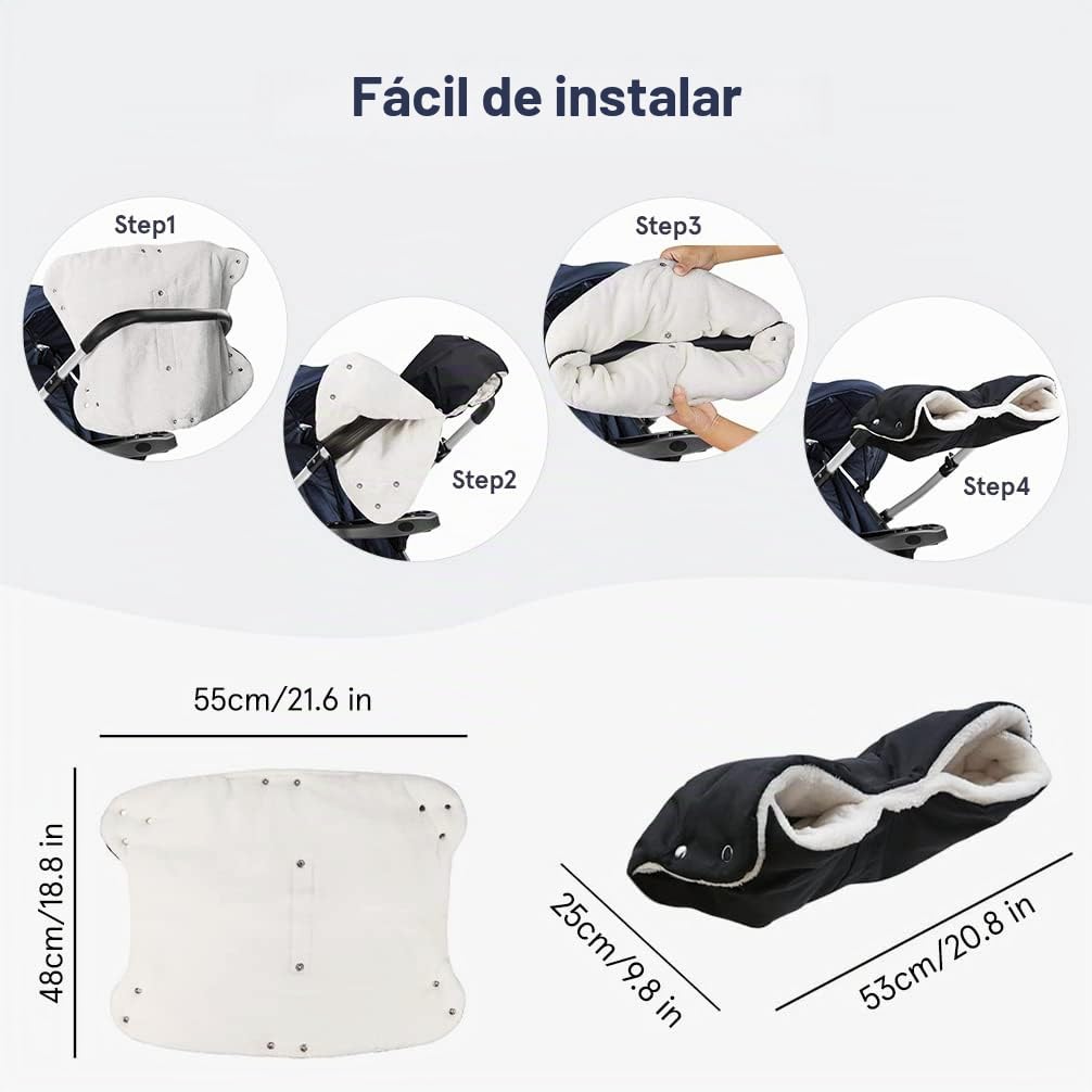 Calentador de manos para cochecito de bebé, tamaño universal, accesorio para cochecito, manguito con franela cálida, guantes de manopla para impermeable y resistente al viento, mantiene las manos