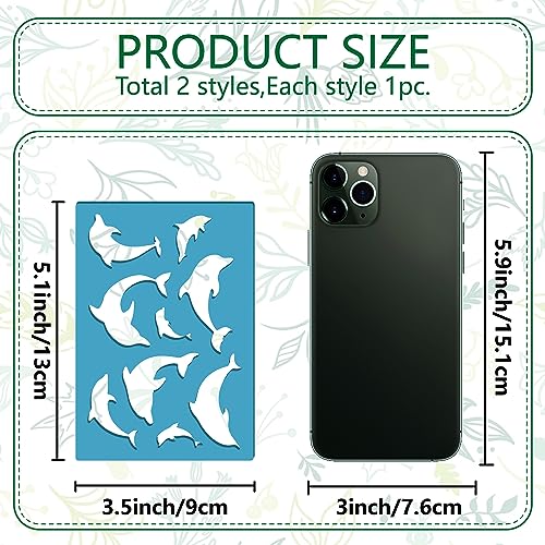 GORGECRAFT 2 Styles Sea Animal Turtles Stencil Dolphin Earrings Making Template Reusable Ocean Coral Jewelry Shape Templates Leather Acrylic Cutting Stencils for Bracelets Diy Crafts Making 3.5 x 5.1 - Image 2