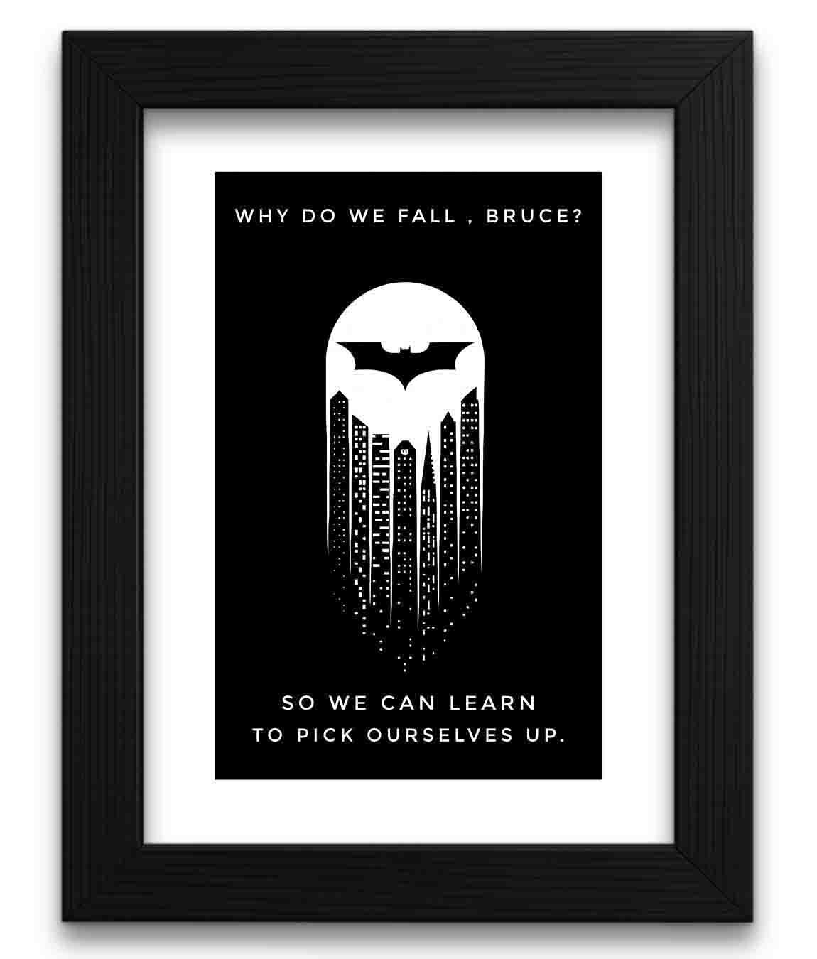 DmcreativityCraft Batman Quotes Poster with Frame DC Comics Posters for Wall Framed Wallpaper with 1 inch Black Frames for Living Room, Bedroom, Kids, Desk Decor (9 X 12 Inches)