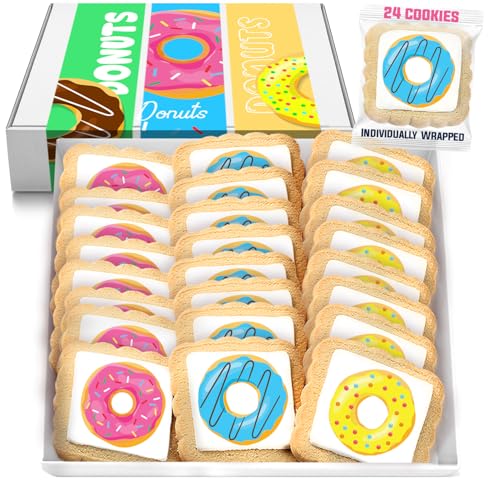 Image of Donut Cookies Party Favors | Individually Wrapped 24 Pack Cookie | Doughnut Theme Birthday Kids Adults Treats snacks Sweet One Two Sweet Party