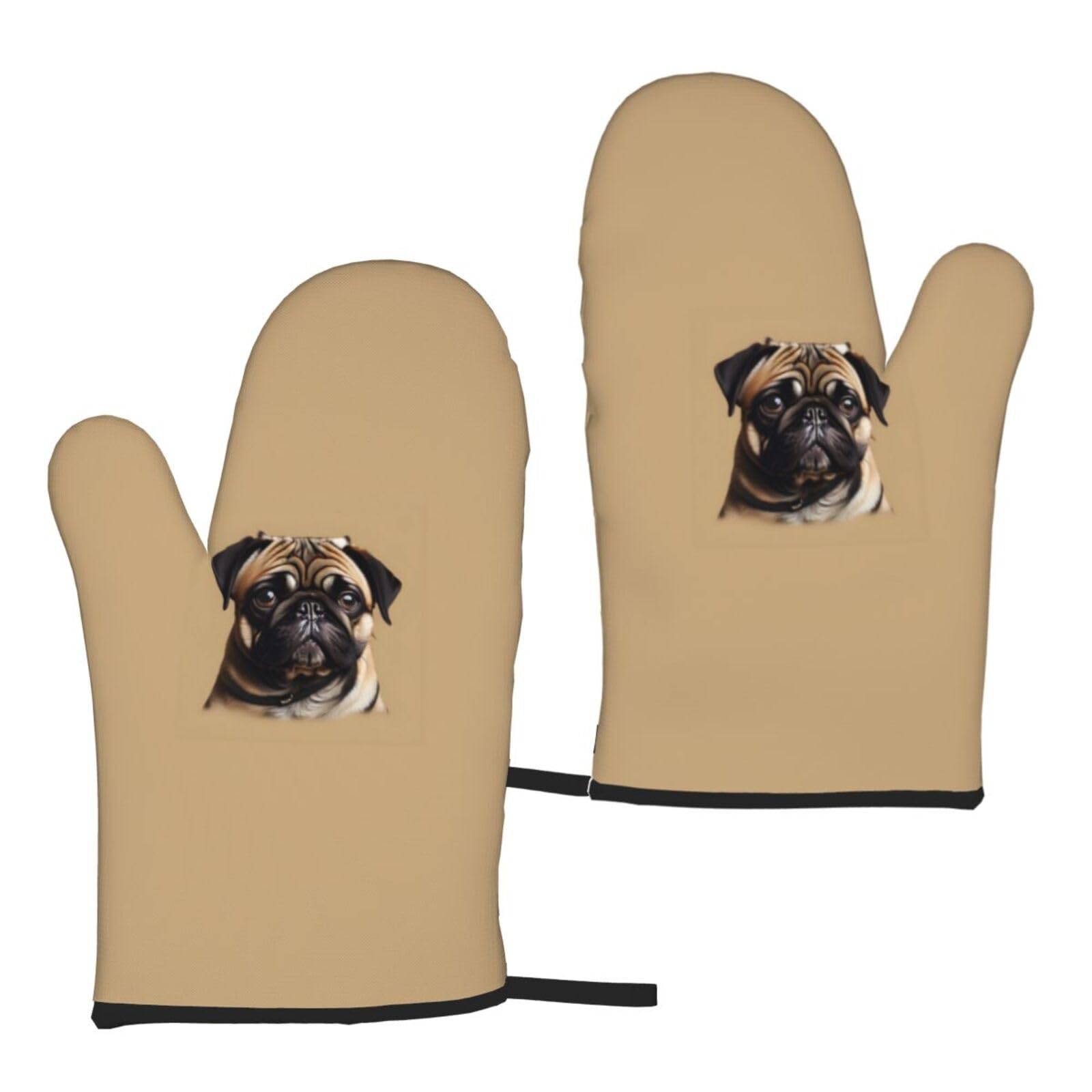 Pug Dogs Print Heat Resistant Universal Fit Oven Microwave Gloves Home Cooking Baking Grilling
