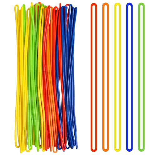 SBYURE 30 Pack Plastic Luggage Tag Loops 9 Inch Luggage Tag Strap Bag Tag Loops Worm Loops for Luggage Tags ID Card Badge Holders 5 Colors