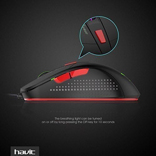 Gamerz GMZ-M3 DPI 6 LED Lights Optical Wired Gaming Mouse, Black/Red