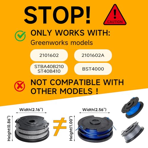 YWTESCH 12 Pack 0.065" Trimmer Line Compatible with Greenworks Weed Wacker, 18Ft String Trimmer Refill Dual Line Weed Eater String Replacement Spool (10-Pack) Cap Cover(2-Pack) by YWTESCH - Image 2