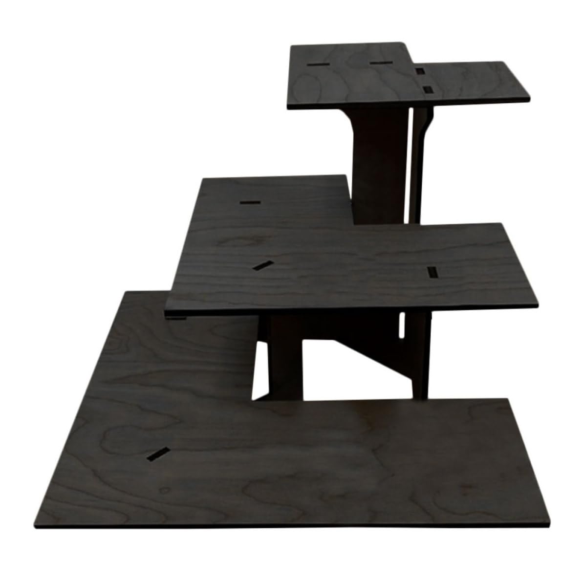 Présentoir de vendeur en bois foncé à 3 niveaux et étagère d'angle détachable