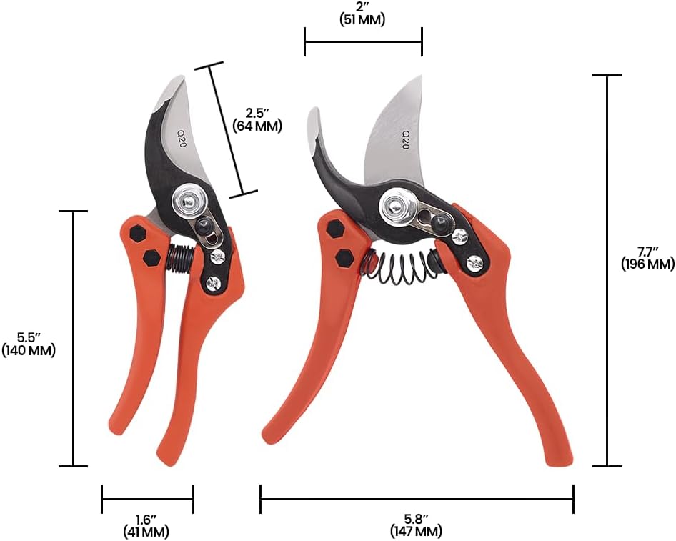 Zenport Q20 Euro-Pro Small Horticulture Pruner, 0.75-inch Cut, 8-Inch Long