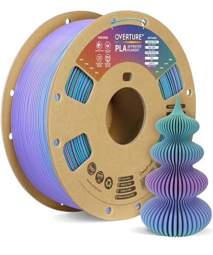Image of OVERTURE Rainbow PLA Filament 1.75mm, Neatly Wound 3D Printer Filament 1kg Spool (2.2lbs), Dimensional Accuracy + /- 0.02 mm, Fit Most FDM 3D Printers (Northern Lights)