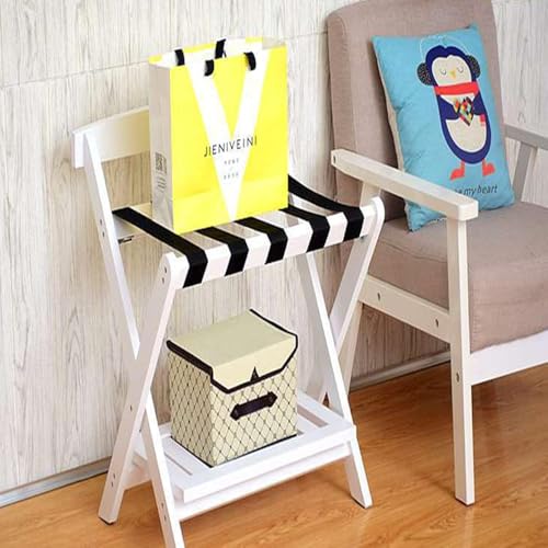 Porte-bagages de chambre pliable noir avec dossier incliné et range-chaussures bas - 5