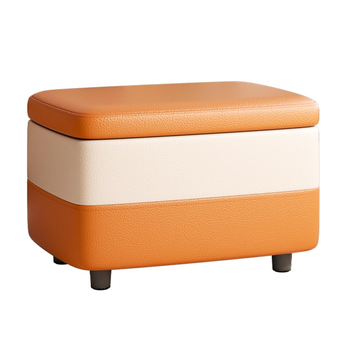 GDMDPTE Stylish ge Storage Ottoman - Upholstered Footstool for Living Room Entryway & Bedroom - Compact Pouf with Wooden Legs Perfect Shoe Storage Solution