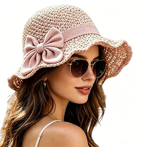 Sombrero de paja para mujer con moño miniatura 1