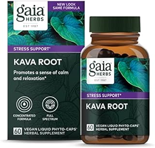 Gaia Herbs Kava Root - Helps Sustain a Sense of Natural Calm and Relaxation* During Times of Stress - Made With Noble Kava Cultivars - 60 Vegan Liquid Phyto-Capsules (20-Day Supply)