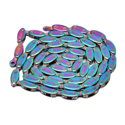 ZAWELIYO 100 Links Rugby Design Rainbow Single Speed Bike Chain Stability Smooth Cycling Experience for Fixed Gear BMX Single Speed Bikes