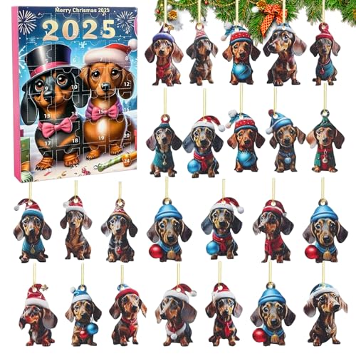 Dackel Adventskalender 2025, Hund 2025 24 Tage Weihnachtsschmuck...