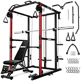 Goimu R1-V4 Power Cage Rack, 2000LB Squat Rack with Cable Crossover System, Multi-Function Weight Cage, Home Gym Workout Machine with More Training Attachments (R1 Home Gym Package RD)