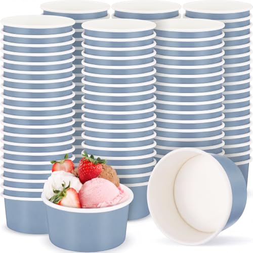 Image of Maxdot 120pcs 3 oz Dessert Cups, Disposable Ice Cream Cups, Paper Frozen Yogurt Bowls, for Hot and Cold Foods, Suitable for Gelato or Mousse (Gray Blue)