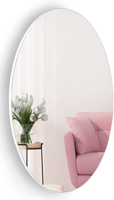 Organizedlife Bathroom Wall Mounted Mirror , 64 x 37 cm Oval Simple , Frameless Dressing Mirror ,Hallway Bedroom