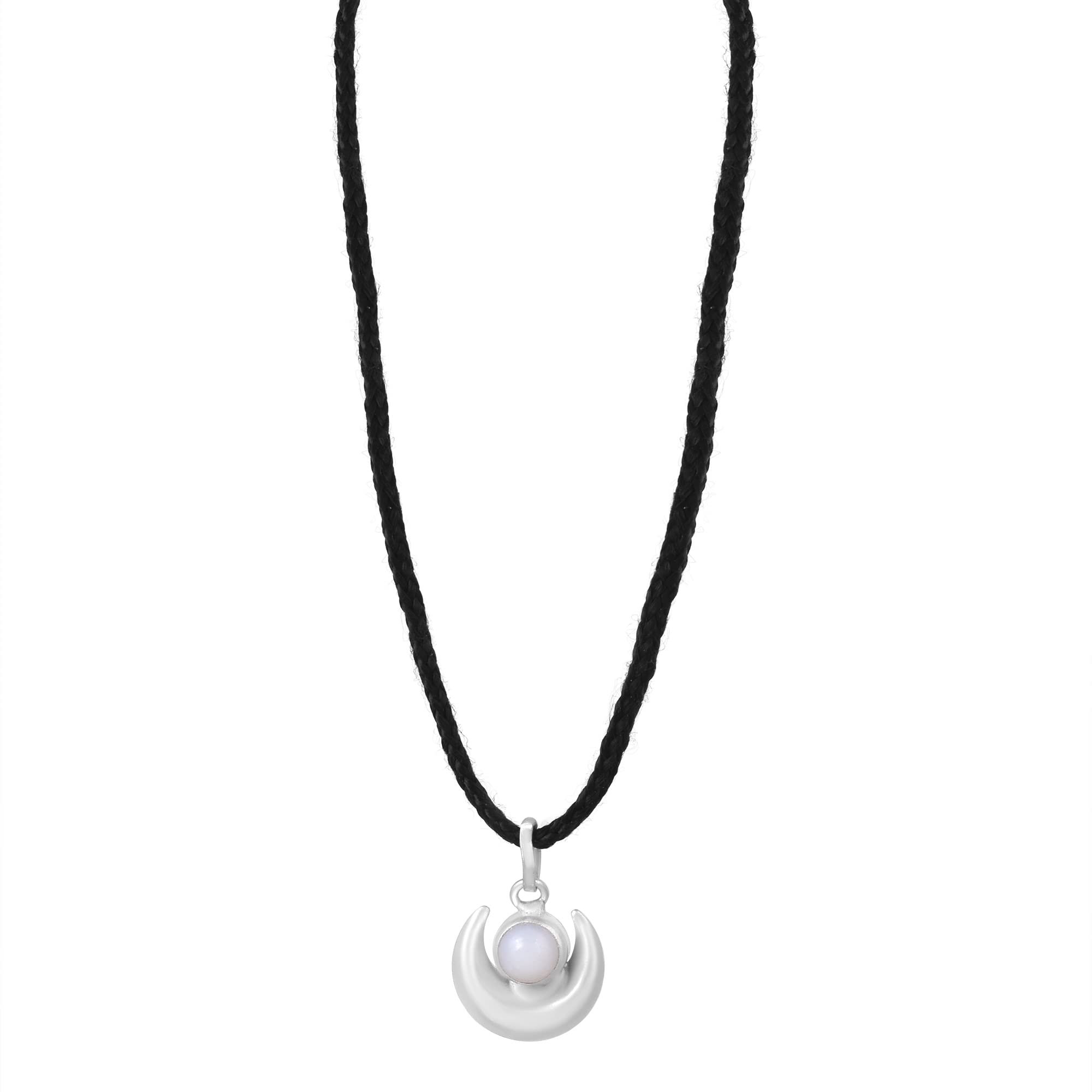DULCISilver Plated White Pearl Half Moon Shape Chand Moti Pendant For Kids New Born Babies