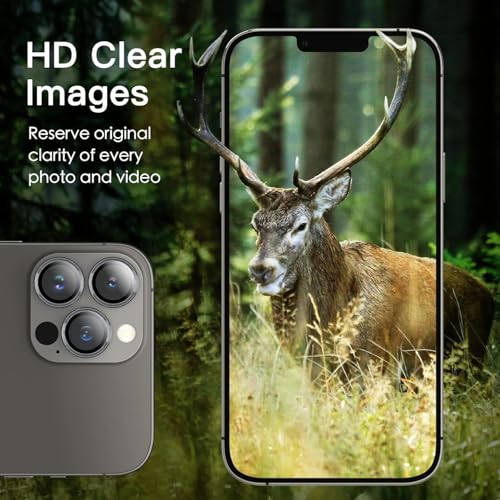 Image of Skinomi Camera Lens Protector Compatible with iPhone 13 pro [Anti-Scratch] Premium Tempered Glass Film Aluminum Alloy Lens Ring Cover, Black