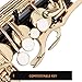 Glarry Student Alto Eb E-flat SAX Saxophone Gold Lacquer SAX Beginners Kit with Case, Reeds，Mouth Piece, Soft Cleaning Cloth and Rod，Gloves (Black)