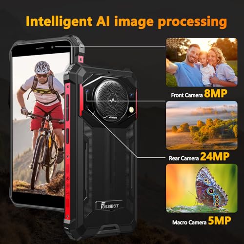 Image of FOSSIBOT F101P Android 13 Rugged Smartphone, 7GB+64GB /1TB Rugged Call Phone 10600mAh Unlocked Phone 123dB Loud Volume Phone 5.45 inch 24MP+8MP Camera Waterproof Smartphone 4G Dual SIM OTG 18W Charger