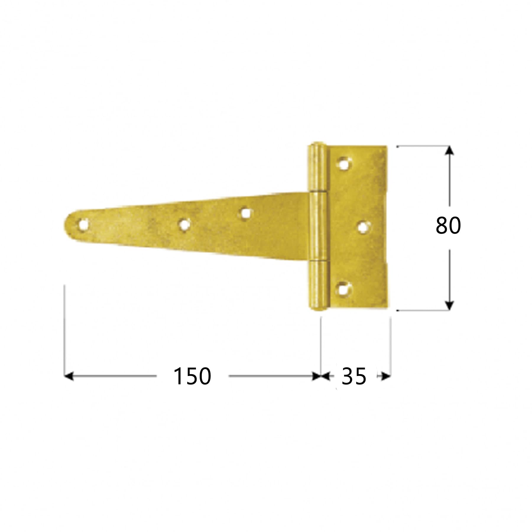 BRESKO Kreuzgehänge verzinkt Scharnier Torband Türband Ladenband T-Scharniere T-Bänder 2er Set mit Schrauben (150x35x80 mm)