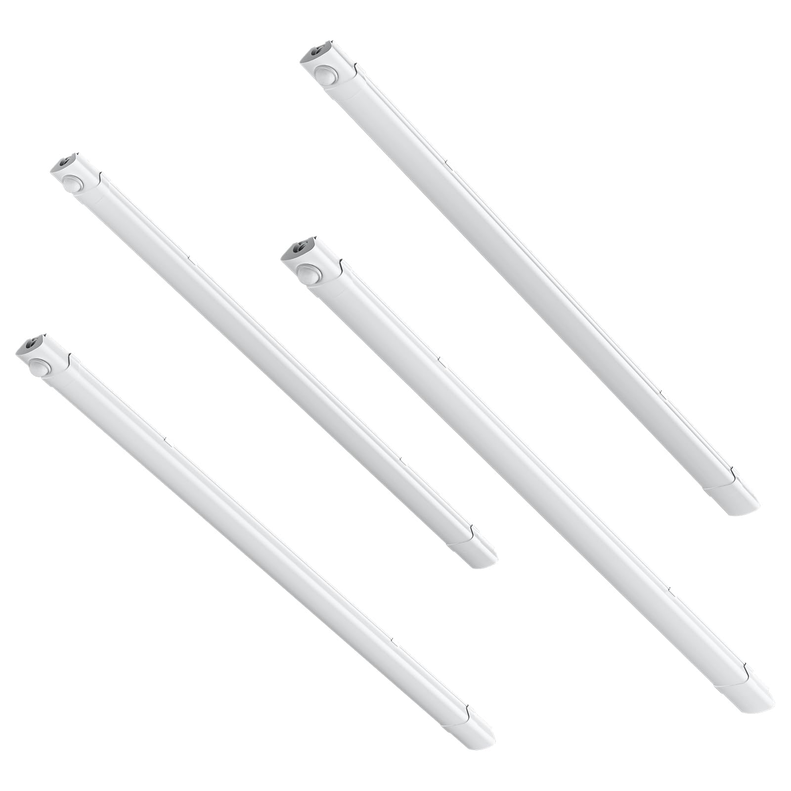4 lámparas LED para habitaciones húmedas 120cm con sensor de movimiento | Tubo fluorescente 40W, lámpara LED para taller, plafón | 6500K, blanco frío