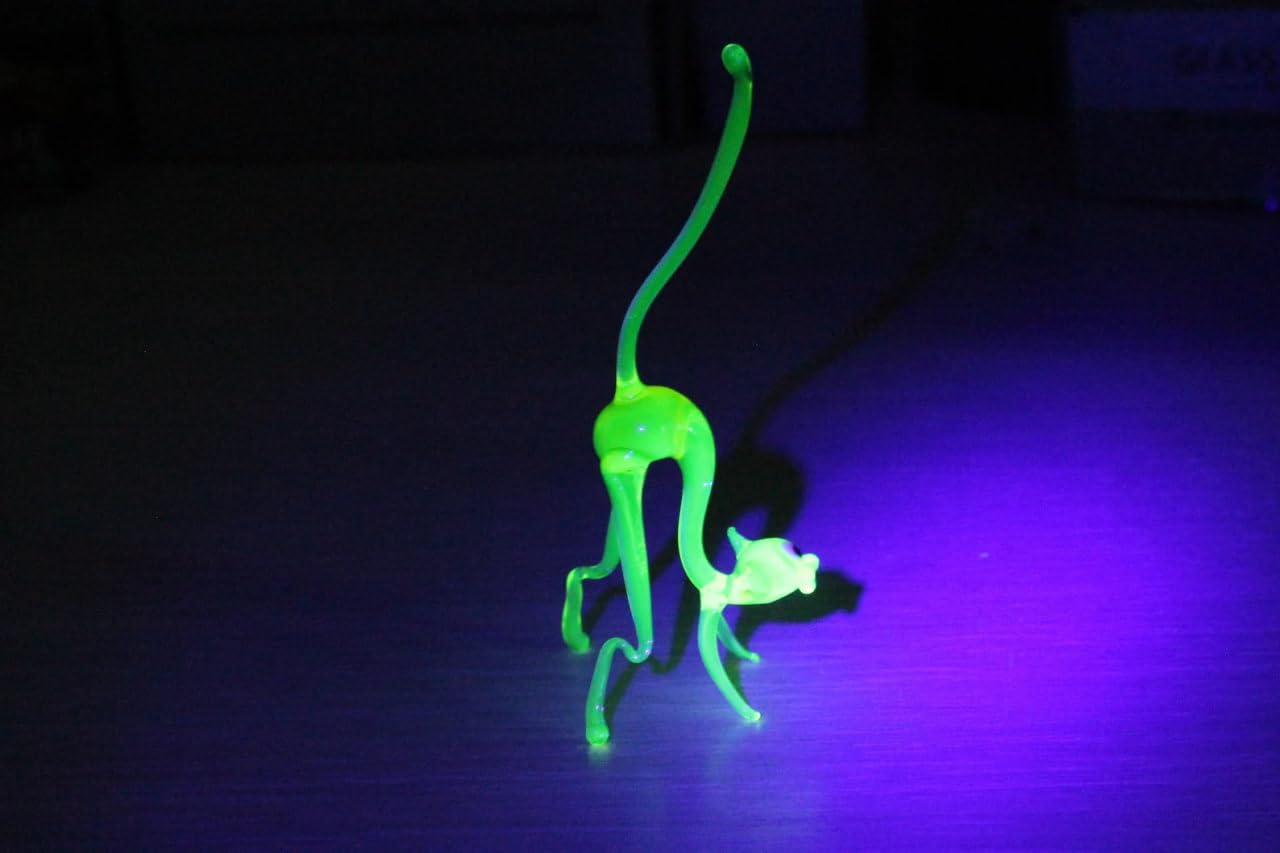 Uranium Glass Cat Uranium Cat Glass Figurine Cat Glass UV Cat Glass Cat Figurine