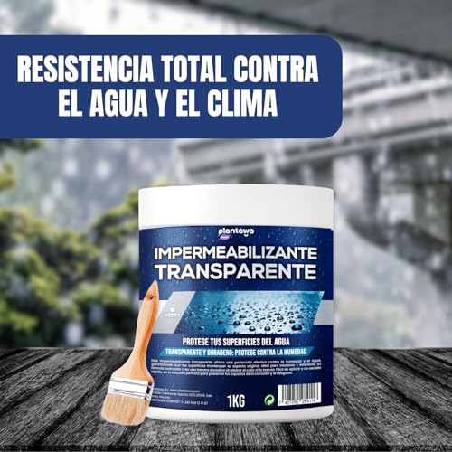 Miniatura 8 de Plantawa Impermeabilizante Transparente 1kg Revestimiento Impermeable Definitivo, Genera Película Protectora, Resistente Al Agua Y Humedad, Revestimiento Impermeable Para Interiores Y Exteriores