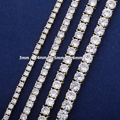 Topgrillz 1Row 3-6 Mm 14K Gold Plated Iced Out Diamond Tennis Link Bracelet For Women And Men (6Mm- Rhodium Plated, 8) #TOP2