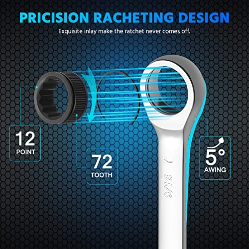 image for DISEN 22 PCS Ratcheting Wrenches Set, Combination Wrenches Set SAE & M