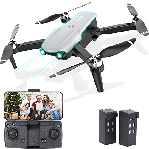 Drone with Camera for Adults PATIKUIN 2K Foldable Drones for Kids Beginners RC Drone Toys Gifts for Boys Girls with Brushless Motor, RC Quadcopter Circle Fly Follow Me Gesture Control 2 Batteries