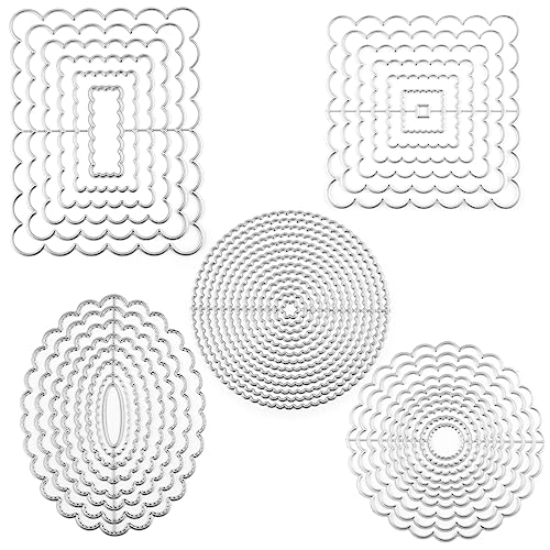 Briartw - 44 piezas de troqueles de corte con bordes festoneados para hacer tarjetas, plantillas de metal para manualidades, álbumes de recortes, tarjetas de invitación hechas a mano, tarjetas
