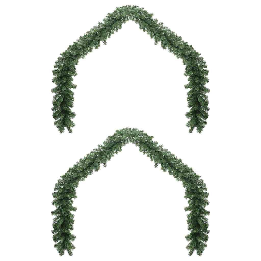 vidaXL Weihnachtsgirlande 2 pcs Grün 20 m PVC, Elegante Weihnachtsgirlande, Deko für Wohnraum, festliches Grün, saisonale Verzierung, Draußen für Festive Stimmung