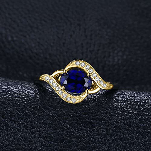 JewelryPalace 1ct Oval Created Blue Sapphire Rings for Women, 14K White Yellow Rose Gold Plated 925 Sterling Silver Ring for Girl, Fashion Gemstone Jewelry Sets Promise Rings3