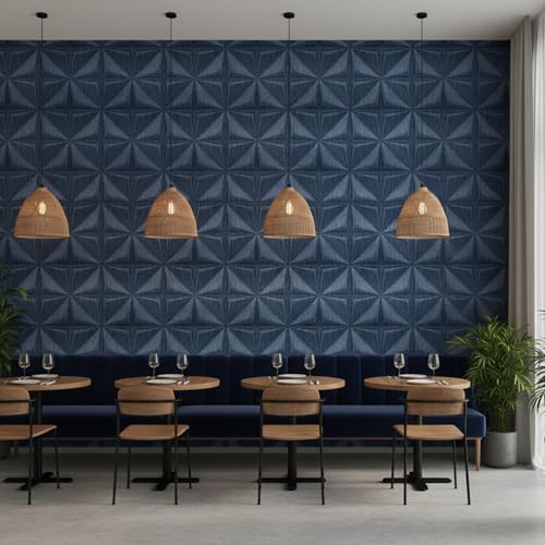 Image of Kayra Decor PVC Panel for Wall Bloom Design, Electric Blue Color 19.7 inch x 19.7 inch (Pack of 18) - Covers 48.51 Sq. Ft.