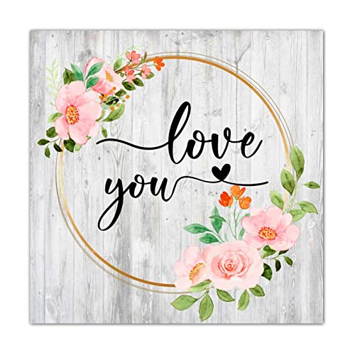 Plaque en bois Love You : exprimez votre tendresse avec une décoration florale