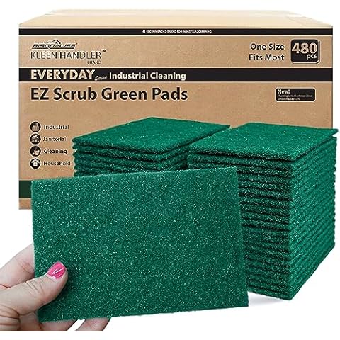 Kleen Handler Bulk Green Medium Duty Cleaning Pads – Kitchen Scrub Sponges, Scouring Pads for Washing Dishes, Bathroom, Restaurant Cleaning Sponge, Household General Cleaning (Bulk Case Pack of 480) Cover