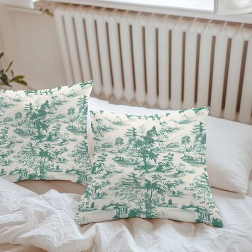 Chucoco Outdoor Waterproof Throw Pillow Cover, Chinoiserie...