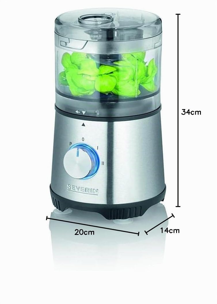 SEVERIN Multi Picadora Compacta, 400 W, 500 ml, Acero Inoxidable, 4 Velocidades, Negro y Plata KM 3865