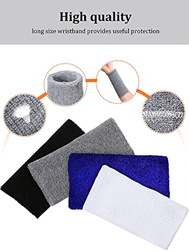 sumind 8 pieces 6 inch wrist sweatband sports wristbands tennis elastic athletic wristband for men and women wide wrist protection band long size for basketball running