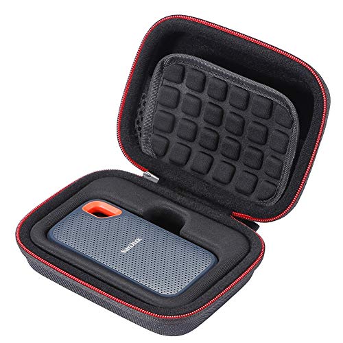 L3 Tech Estuche rígido para SanDisk SSD portátil SDSSDE60 de 250GB / 500GB / 1TB / 2TB, Bolsa de Almacenamiento portátil - Negro