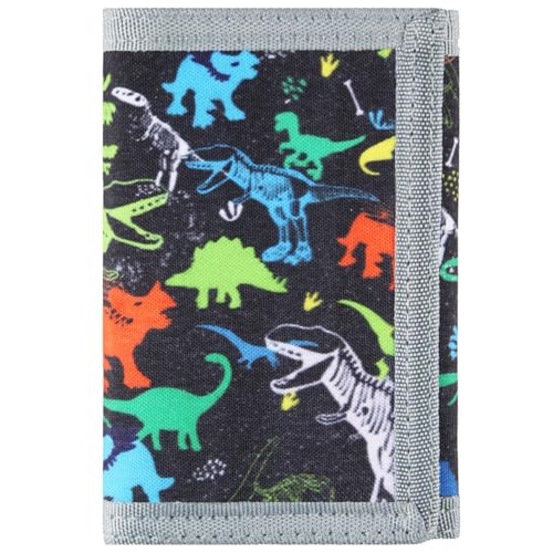 Image of Kids Wallets for Boys & Girls, Dinosaur Wallet for Teens, Toddler & Boys' Magic RFID Nylon & Canvas Wallet with Coin Pocket