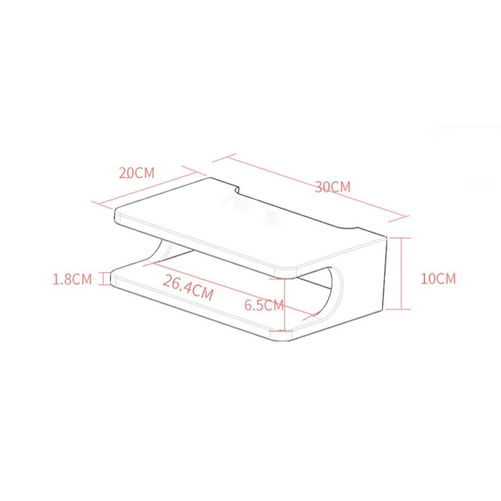 Mensola sospesa in metallo per console multimediale da parete, per componenti TV, 2 ripiani bianchi per decoder via cavo, router, telecomandi, lettori DVD, console di gioco