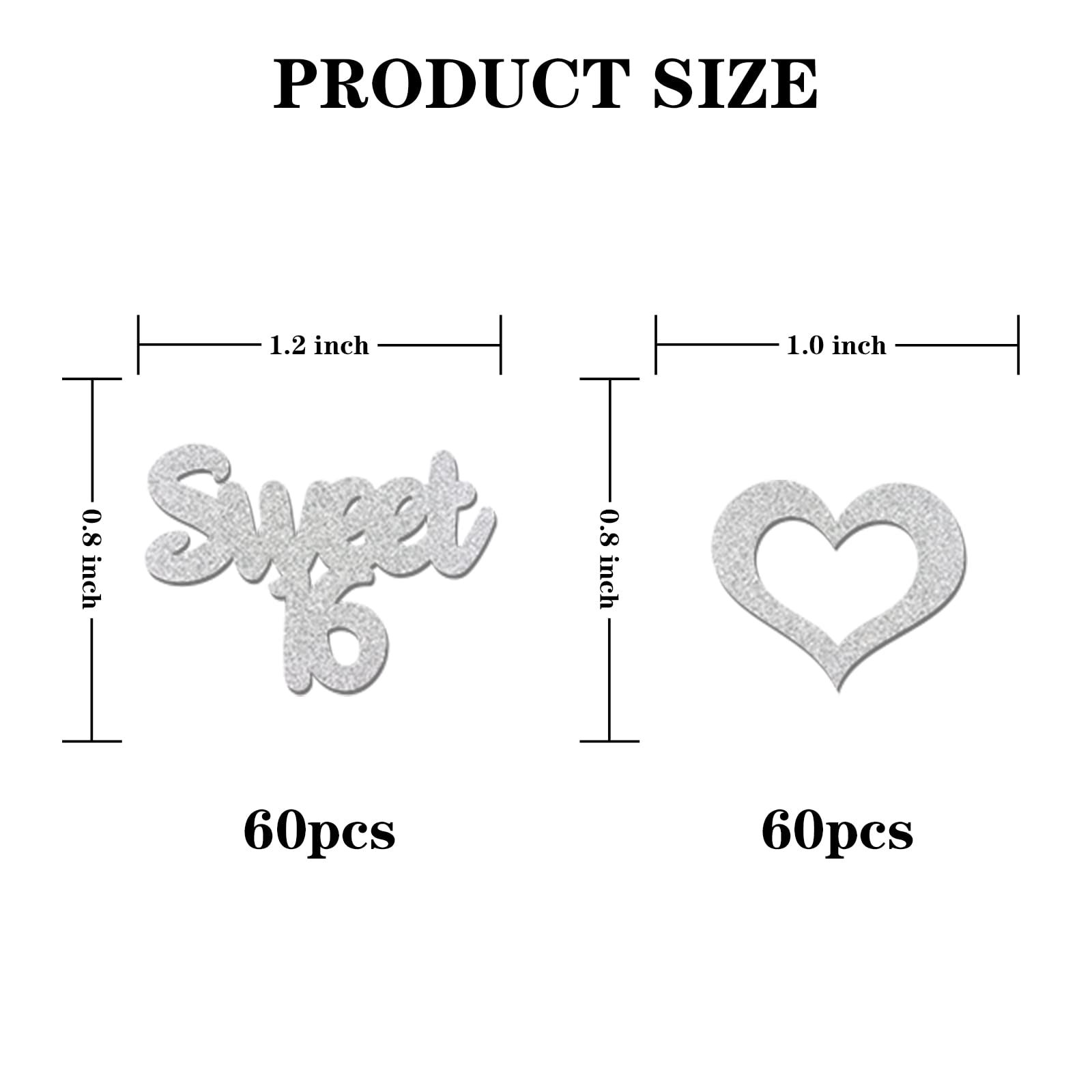 Sweet 16 Silver Glitter Confetti, Happy 16th Birthday Table Scatter, Sixteen Paper Decorations, 120pcs for Anniversary Party