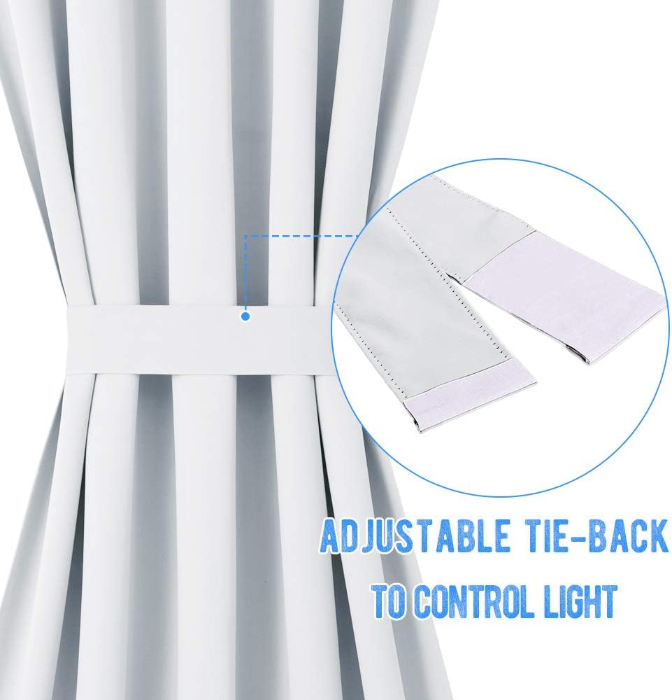 NICETOWN 100% Linen Blackout Door Curtain 26" W x 69" L Bundle with Blackout Door Curtain 25" W x 72" L, Greyish White