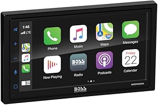 BOSS Audio Systems Marine Rated Weatherproof MRCP9685A Apple CarPlay Android Auto Multimedia Player - Double Din, 6.75 Inch LCD Touchscreen, Bluetooth, USB Port, A/V Input, AM/FM, No CD-DVD
