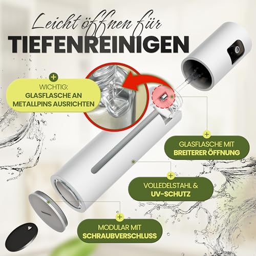 Leisure Life® | NEU: Premium Ölsprüher 2.0 – Volledelstahl 100 ml | UV-Schutz, BPA-frei, spülmaschinenfest | gleichmäßiger Sprühnebel… – Ansicht 2