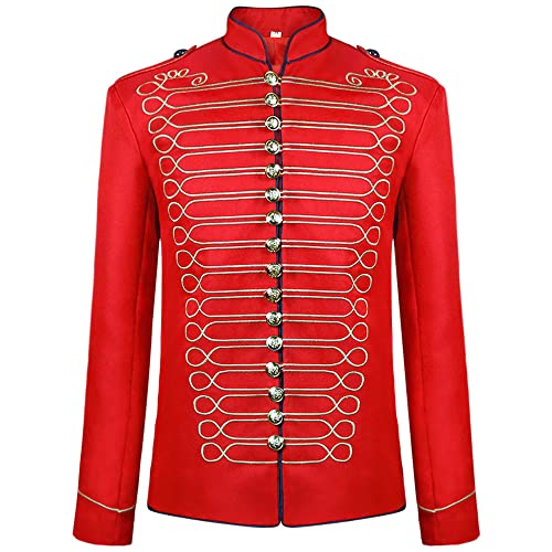 Chaqueta militar steampunk para festivales y eventos de recreación histórica en rojo